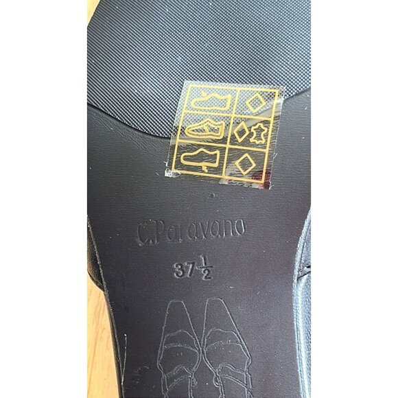 C. Paravano Black Slingback Pointed-Toe Heels 37.5 European Size 7 US New - Picture 5 of 6